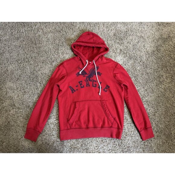 AMERICAN EAGLE Outfitters Red Sweater Hoodie Jacket Athletic Fit Y2k 90s SMALL - Picture 1 of 6